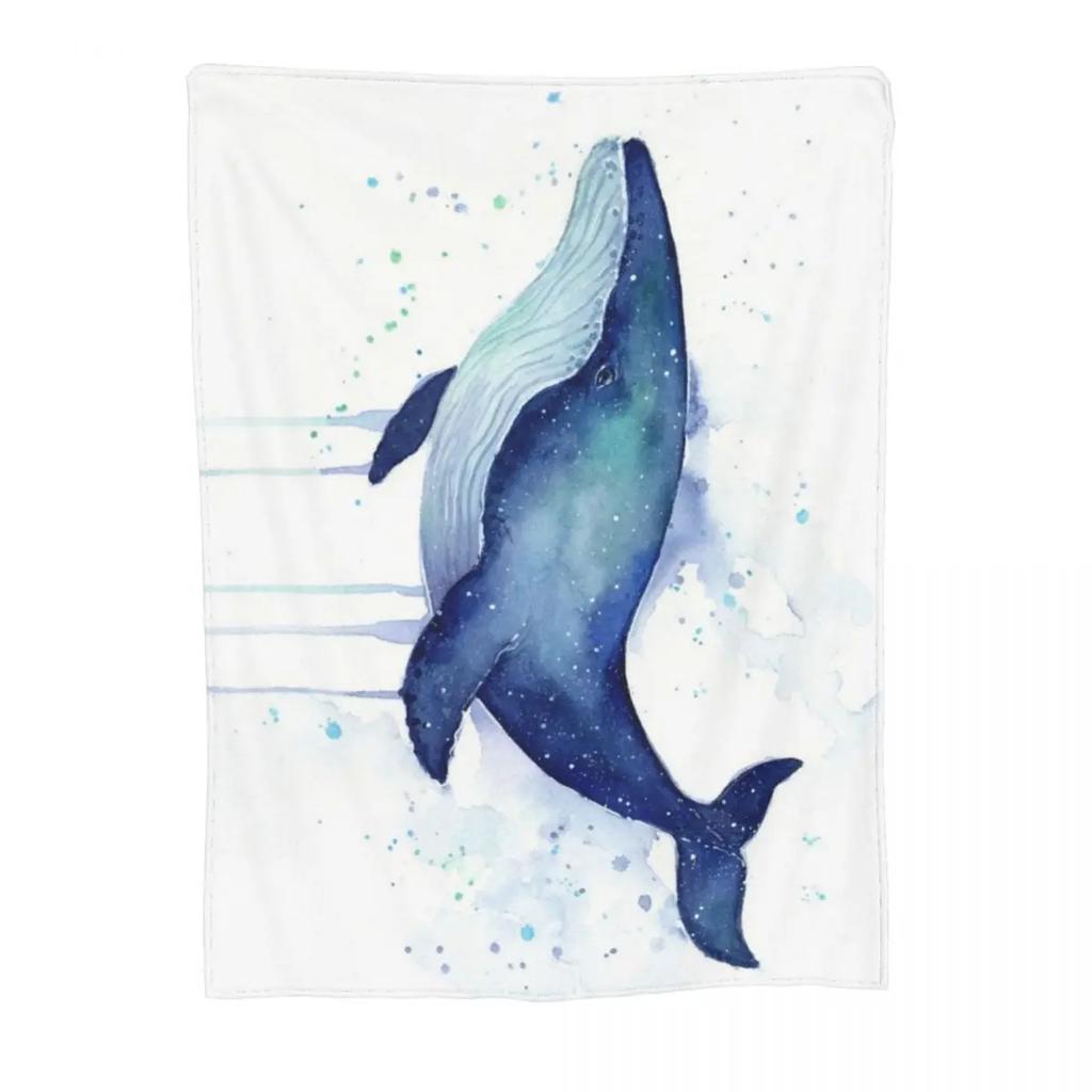 Whale Watercolor Galaxy Throw Blanket For Sofa Thin Fluffy Softs Softest Warm Blankets