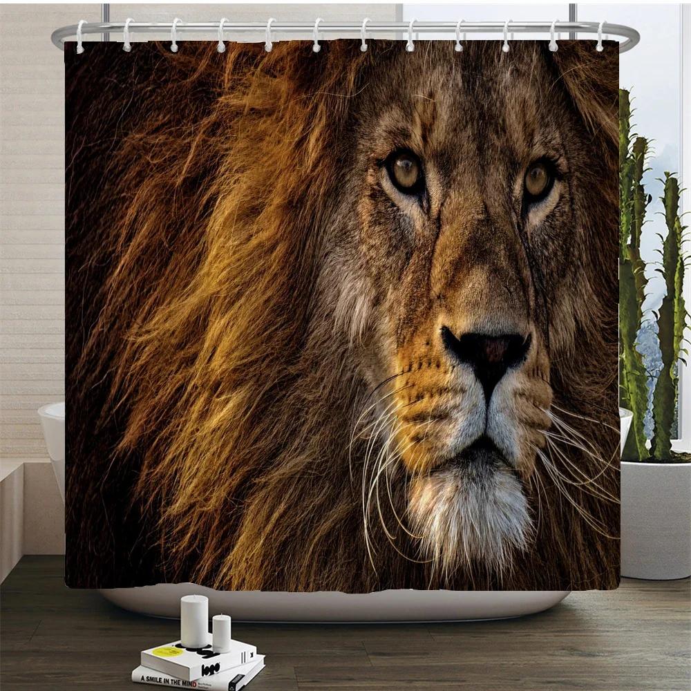 

Lion Tiger Wolf And Dog Animal Waterproof Polyester Shower Curtain With Hooks For Bathtub Bathroom Screens Home Decor Wall Cloth W60H190(CM)-1 Pcs