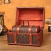 Retro Dragon Pattern Wooden Storage Box With Metal Lock For Storage Desktop