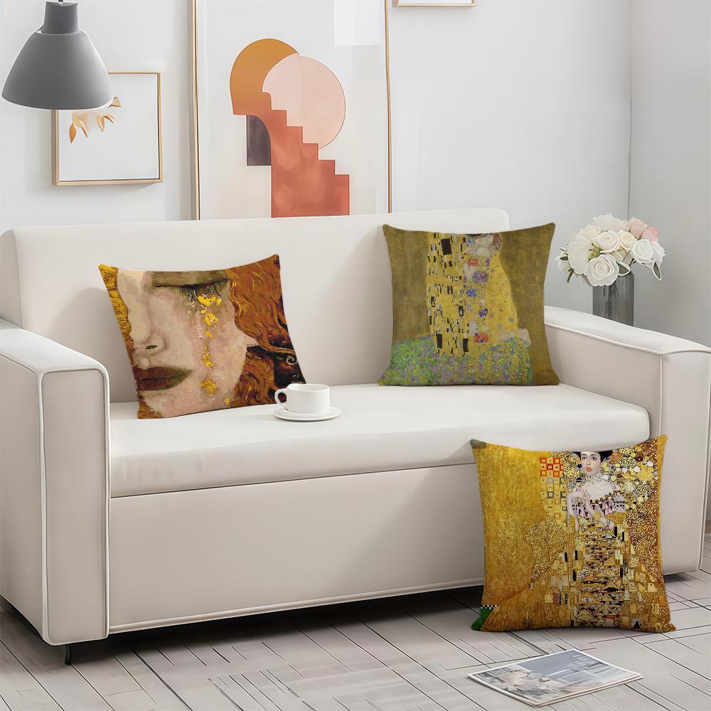 Cushion Cover For K-Klimt Sofa Car Office Cafe Soft And Comfortable Double-Sided G-Gustav Art Printing Pillow Cover
