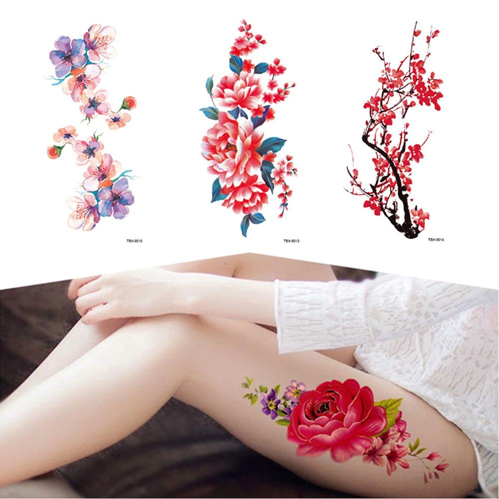 3D Beauty Flowers Waterproof Sexy Arm Leg Art Temporary Tattoo Stickers Body Art Fake Tattoos