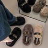 Lambswool Women's Fuzzy Winter Shoes 2025 - Fleece-lined, Thick Sole, Buckle, Warm Maternity Cotton Bean Shoes