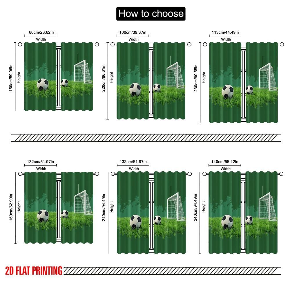 2pcs,2D plane printing Contemporary Curtains Goalbound Grass Durable Polyester (without rod) Gifts Ldeal for Living Room and