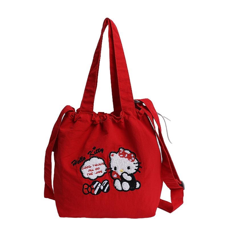 Cute cartoon canvas bag handbag new large capacity shoulder messenger bag student high value shopping bag