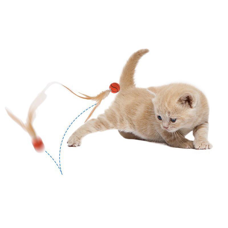 3Pcs Cat Feather Ball Toys Indoor Cats Bouncy Balls Toys Mini Basketball Football Baseball Cats Toys Pet Interactive Toys
