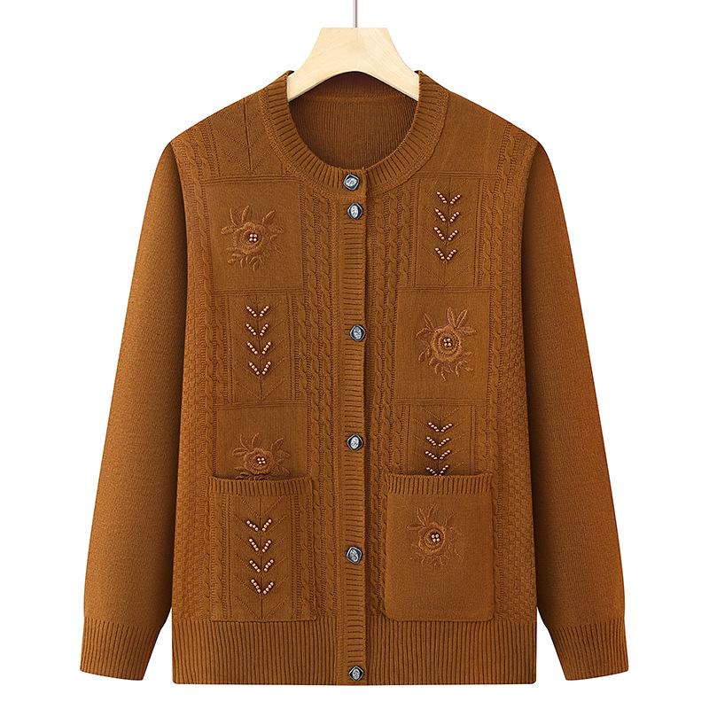 Women's Spring & Autumn Knit Cardigan for Middle-Aged & Elderly