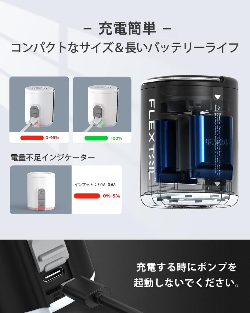 FLEXTAILGEAR Tiny Pump 2X Elektrische Tragbare Luftpumpe, 4kPa Druck, 1300mAh, USB Wiederaufladbar, mit Licht, Zeltlicht, Campinglicht, Aufbläser, Aufbla