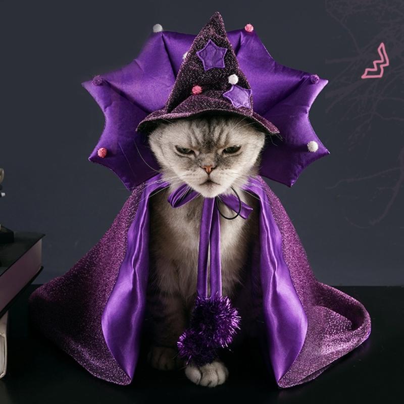Soft Fashiona Hat Gothicism Witches Costume Hat Outdoor Activity Pet Hat for Kittens and Puppy Parties Event