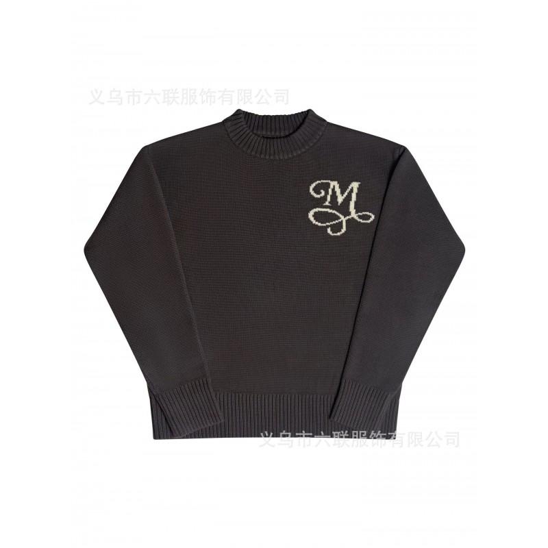 Streetwear Letter Jacquard Knit Sweater Y2K Loose Fit Teens