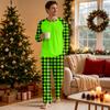 Men's Plaid Pajama Set with Long Sleeve Neck Top and Long Pants for and Sleep
