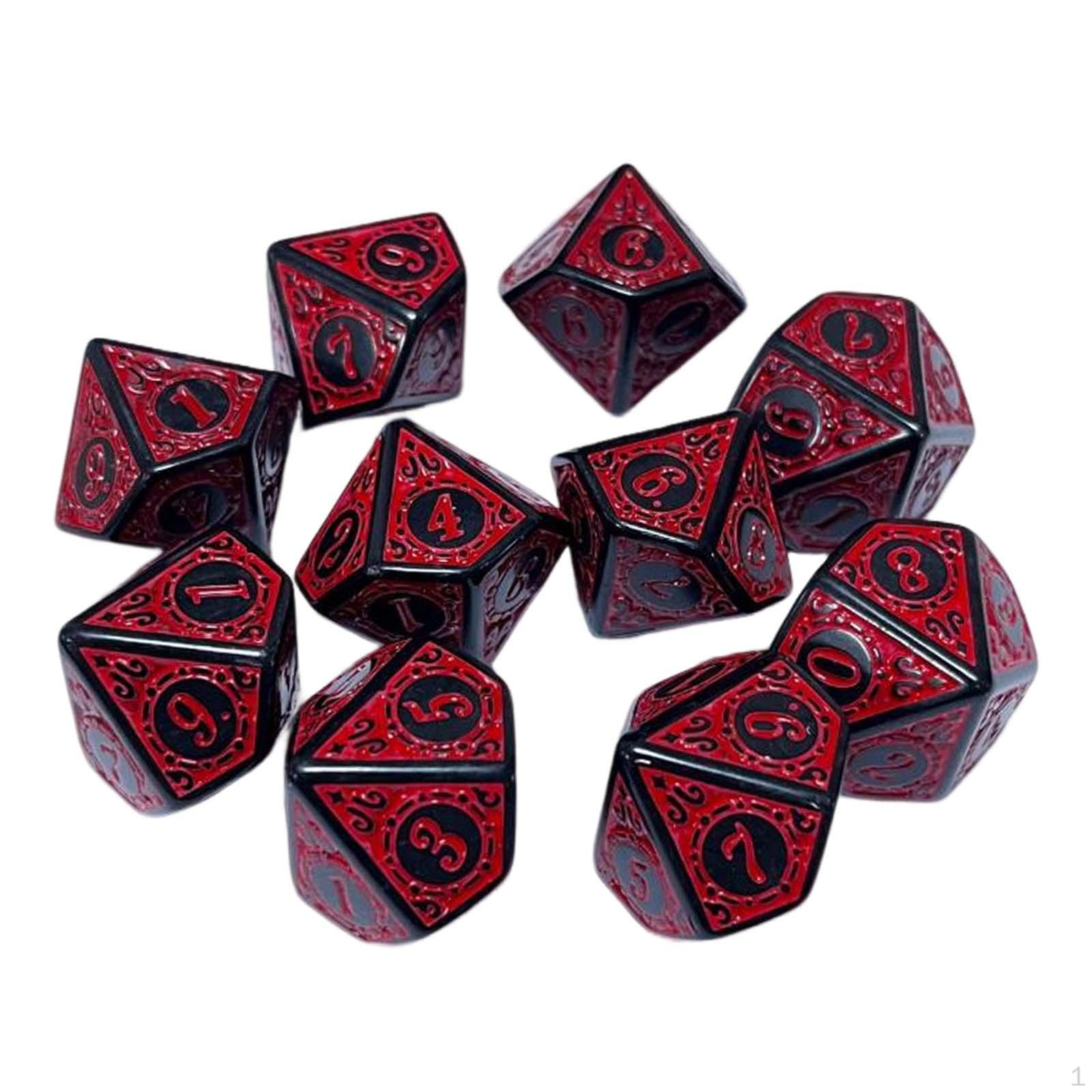 

10 акриловых кубиков D10, игровая развлекательная игрушка, набор многогранных кубиков красный