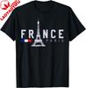 France Paris Tshirt French Flag Eiffel Tower Souvenir Gift Tshirt 100 Pure Cotton Roundneck Shortsleeved Shirt Ropa Hombre