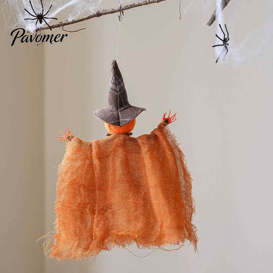 Creative Halloween Party Supplies Witch Doll Ornaments, Spooky Cat Pumpkin Lightweight Figurine for Parties Hanging Decoration Tree, Home Kitchen