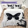 Black Butterfly Pattern Bedding Uilt Set Uilt Cover Pillowcase Home Decoration Birthday Gift (1 * Duvet Cover + 2 * Pillowcase  Without Core)
