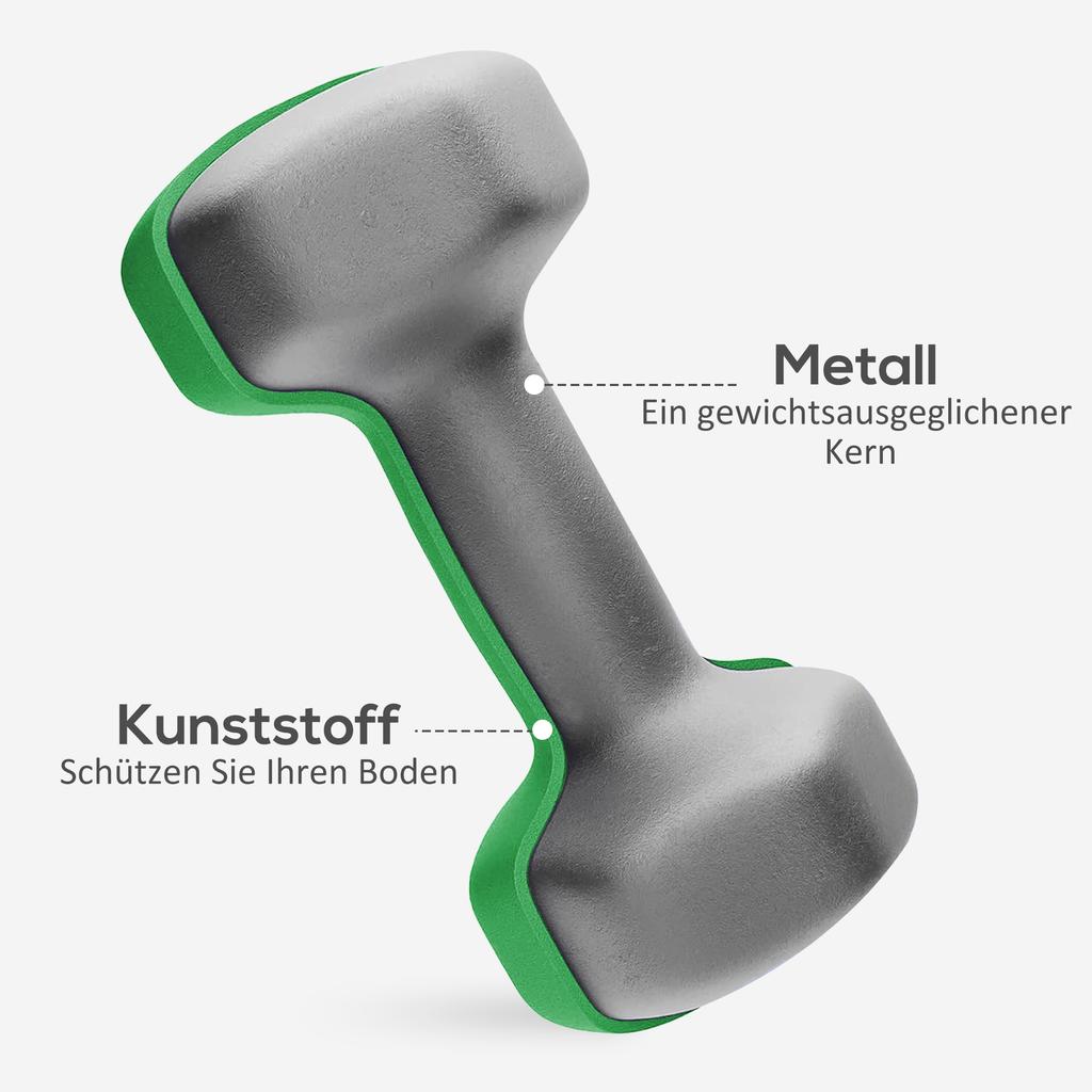 Dumbbells Set with Storage Rack, 2 X 1kg, 2 X 3kg, 2 X 5kg, Grey