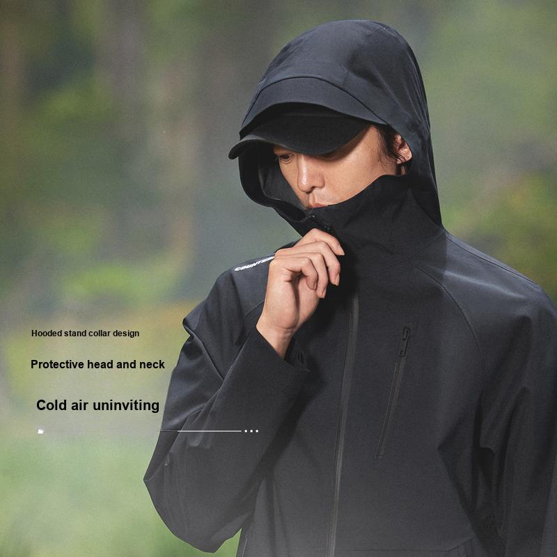 Li Ning CF Su Wan Long Jia Protection Series Waterproof Windproof Outdoor Hiking Hard Shell Jacket Unisex Jacket Screw-Smoke-Green AEMU049-5