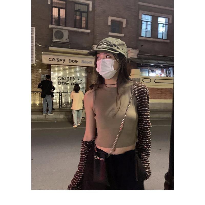 Sport-Baumwoll-Camisole mit integriertem BH, einfarbig gestricktes ärmelloses Top für Damen