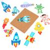Wooden Knocking Puzzle Children Toys Cork Wooden Hammer Knocking Thumbtack Universe Traffic Animal Puzzle Educational Toys Set