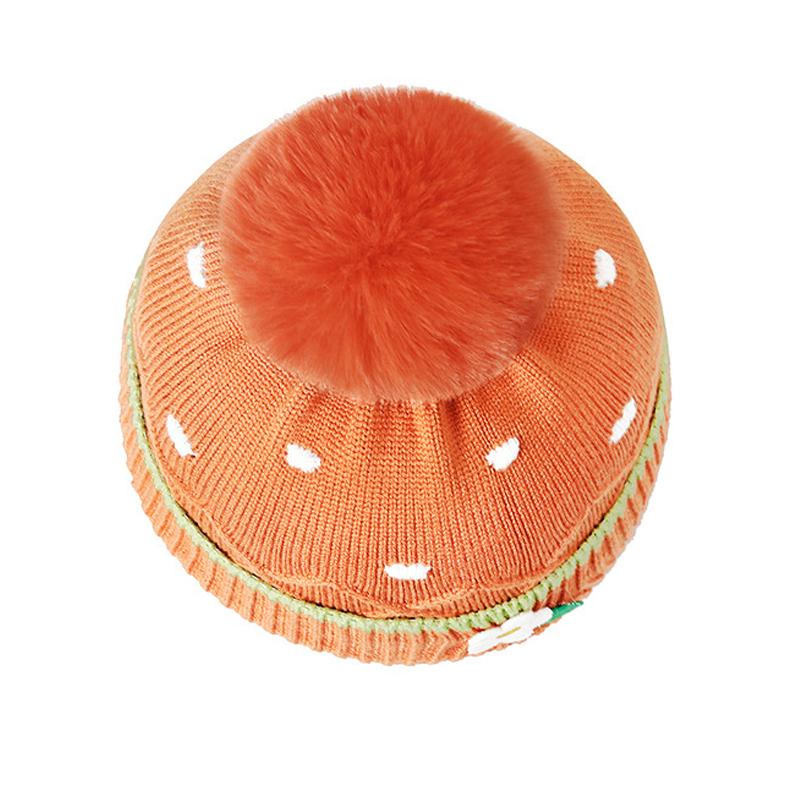 Bonnet en laine résistant au froid pour enfants, automne hiver, fille, épais et chaud, protection des oreilles, fleur, boule de cheveux, bonnet tricoté