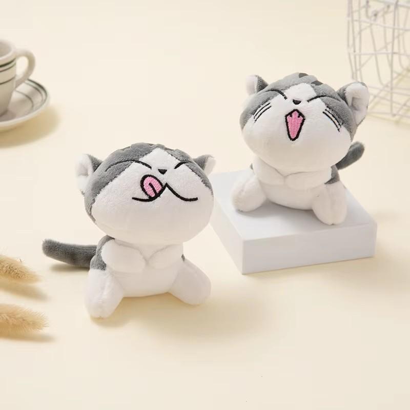 10cm Mini Cute Cat Plush Stuffed Kitten Key Chain Plush Toys Animal Stuffed Sitting Doll Key Ring Chain Pendant Toy Kids Gift