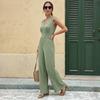 Spring/Summer New Colorful Sleeveless V-Neck One-Piece Long Pants with High Waist - Elegant Commuting One-Piece Pants for Women