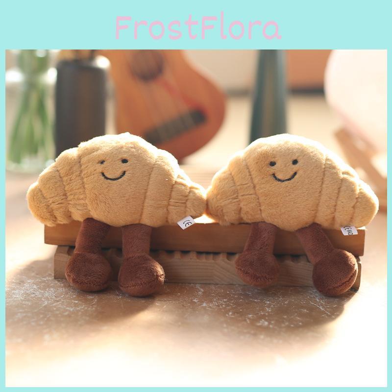 Croissant Plush Keychain Toy Pp Cotton Soft Stuffed Gift For Kids Teens Room Decor