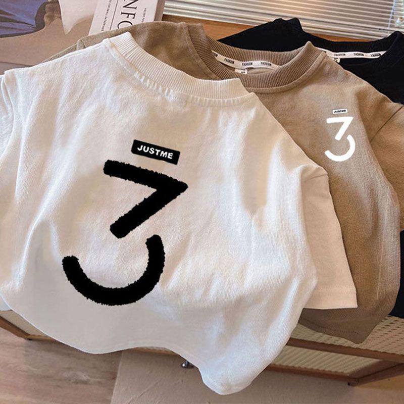 

Модная крутая летняя хлопковая футболка с коротким рукавом в корейском стиле для мальчиков на 2025 год 110