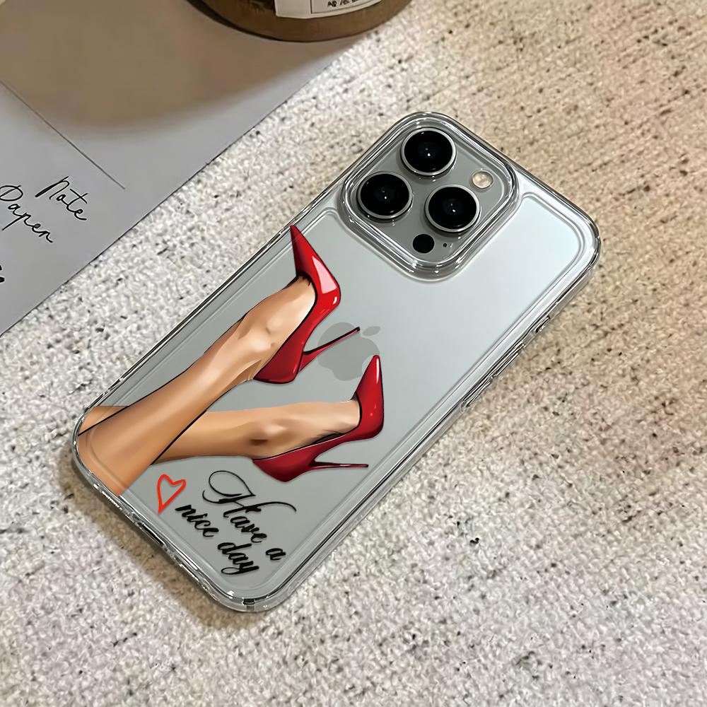 Red High Heels And Legs Phone Case For Iphone 16 Pro Max 17 Air 16 15 Pro 14 13 12 11 14 Plus Shockproof Silicone Funda Cover