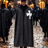 Medieval Cosplay Cloak Hospitaller Hooded Cape Medieval Cosplay  Cloak Costume White/Black Cape Halloween Cloak Costume