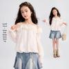 Girls' Tencel Off-shoulder Strap Blouse