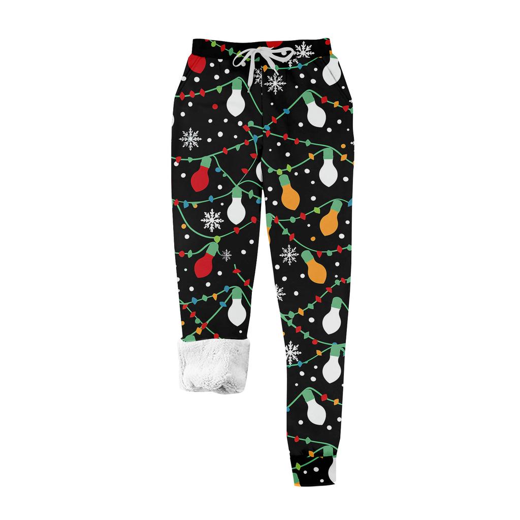 Women's casual fashion home Christmas print plush sweatpants