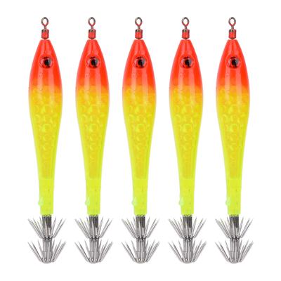 5Pcs Luminous Squid Jigs Hook Fishing Lures Baits Tackle for Sea Fresh Waterred Head Light Green