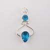 Schweizer Blautopas Edelstein 925 Sterling Silber Schmuck Statement Designer Anhänger 1,60" Für Geschenk PP-13-8