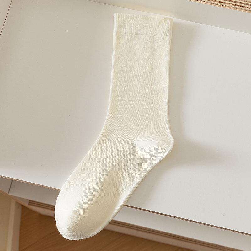 

Женские свободные белые носки до середины икры - Весенне-летние универсальные, однотонные, идеально подходят для послеродового периода и студенток, модный присборенный вид. One Size белый/кремовый