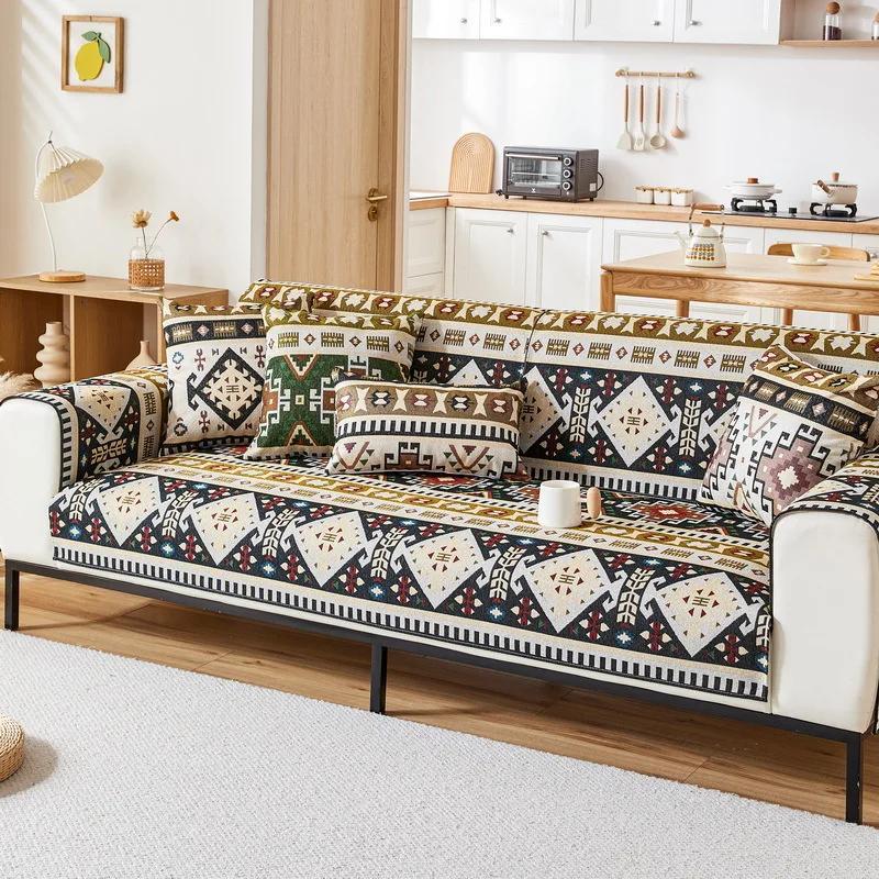 

Подушка для дивана из хлопкового льна, новый ретро, всесезонный универсальный чехол для дивана, ткань, нескользящая, чехол для подушки сиденья, полотенце для спинки сиденья 90x70