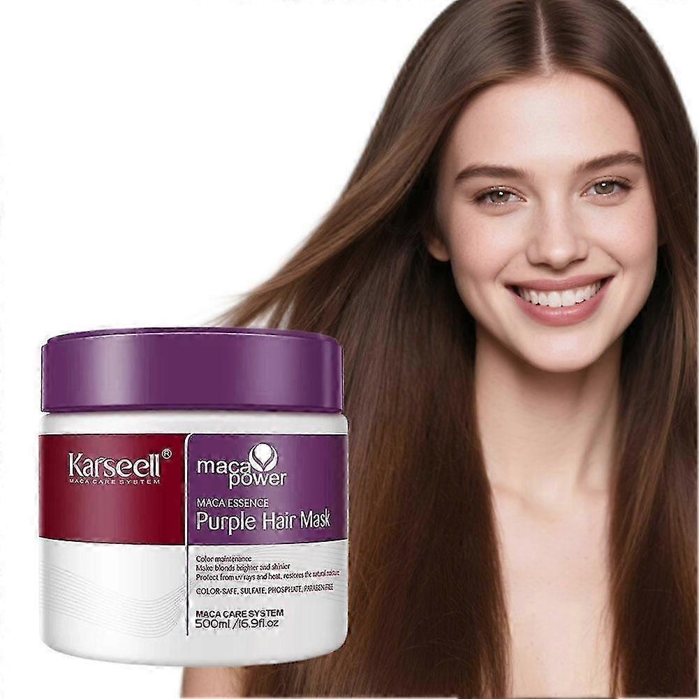Purple Hair Mask Deeply Removes Yellow Tones Long Lasting Color Lock Repairs Frizz Sulfate Free 500ml