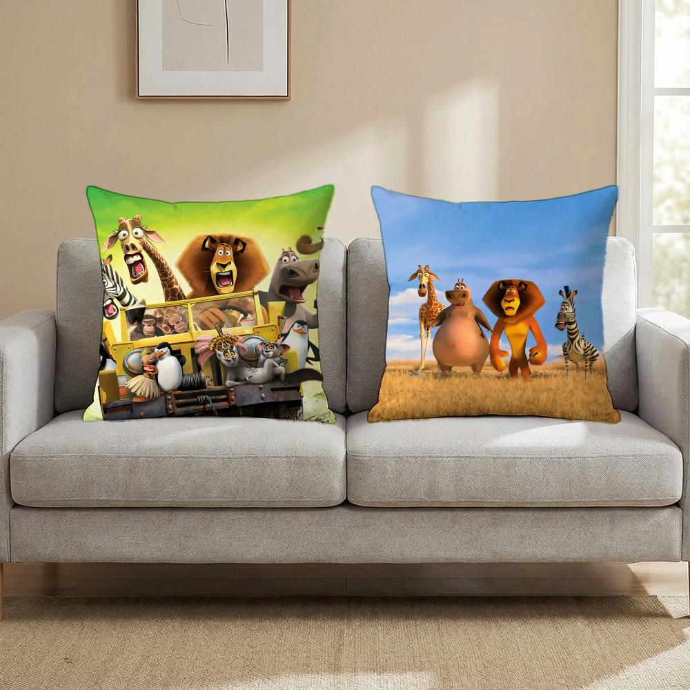 Movie M-MadagascarS Cushion Cover Multi-Scene Pillow Cover for Home & Car - Reversible, Soft & Durable for Daily Use