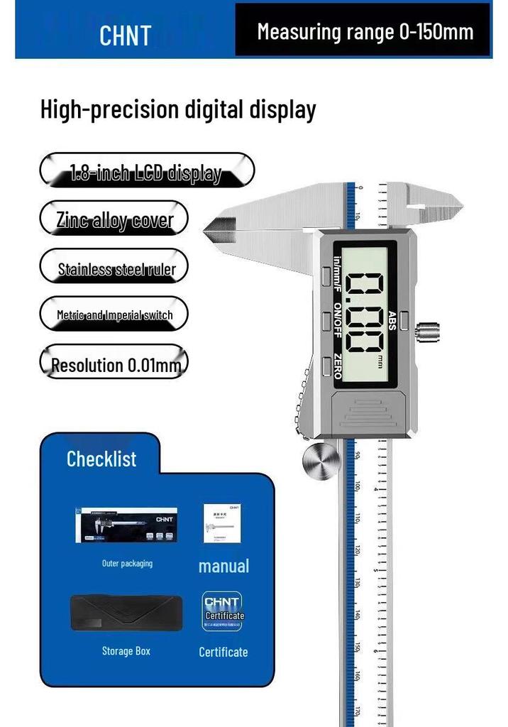 Zhengtian Stainless Steel Digital Vernier Caliper with High Precision Micrometer Display