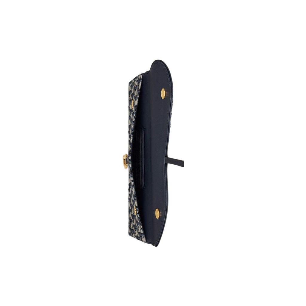 Dior Sattel Vintage Gold Metall D-Ring Klappenverschluss Stoff Clutch Damen Clutch Blau S5698CTZQ-M928