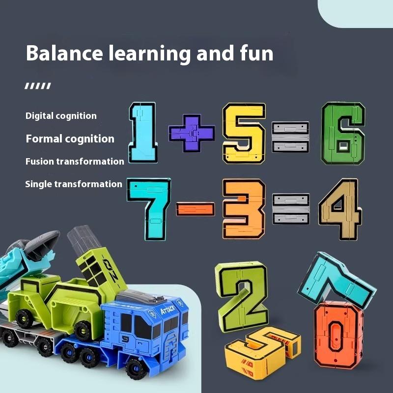 Children's Educational Digital Toys Deformed Robot Boy 0-9 Digital Assembly Robot Building Blocks