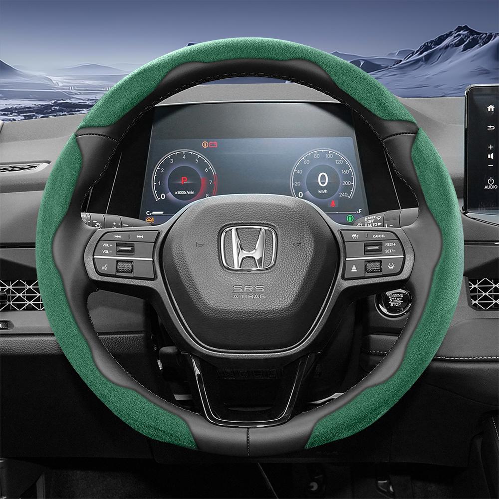 Suitable for Honda Sports Suede Steering Wheel Cover with Split Snap-On Design for Cr-V Civic Hr-V Zr-V Vezel City Amaze Fit Jazz Accord