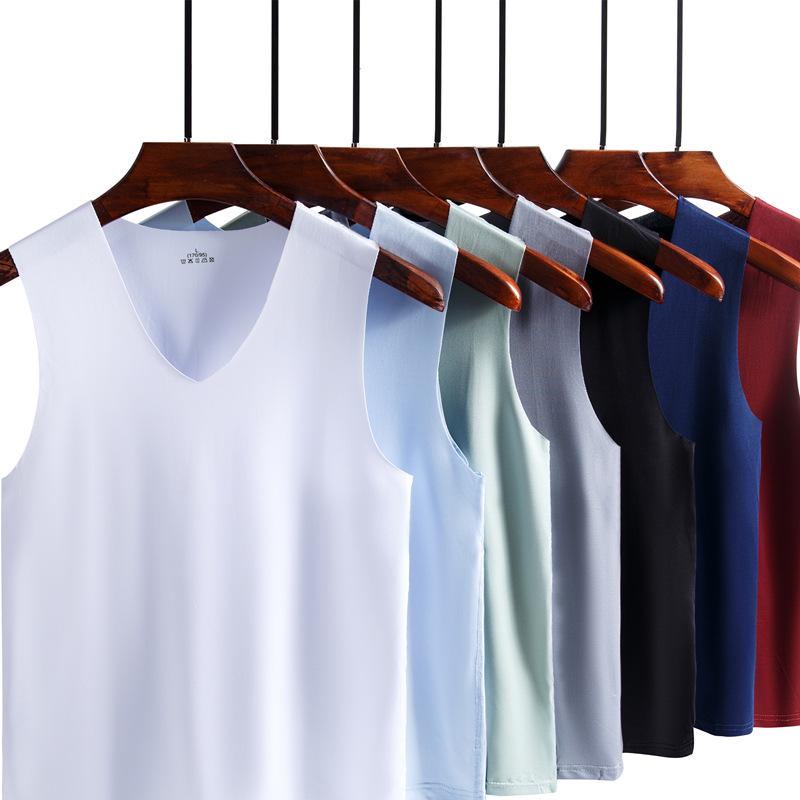 Men's Seamless Ice Silk Slim Fit Sports Tank Top - Breathable Racerback Sleeveless Undershirt