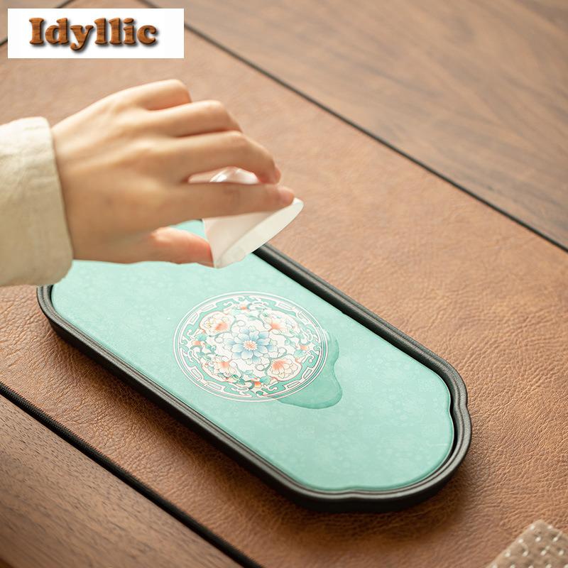 Chinese Style Regiment Flower Tea Tray Cake Rack Coffee Storage Board Decorative Tray Dishes For Serving For Tea Supplies Craft