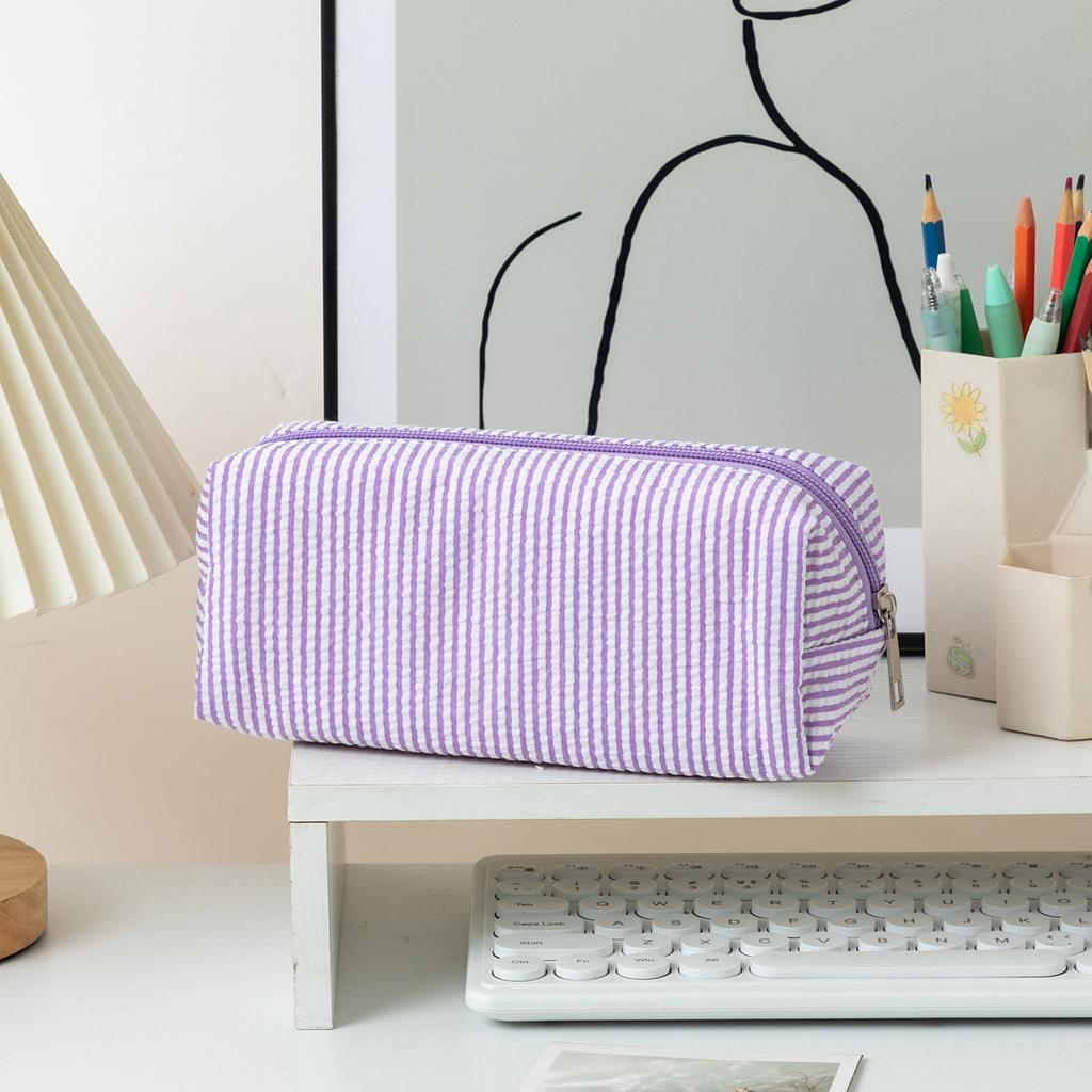 1pz Astuccio con Motivo a Righe Colorate con Cerniera Liscia Borsa per Cancelleria Bellissima Pochette A3141