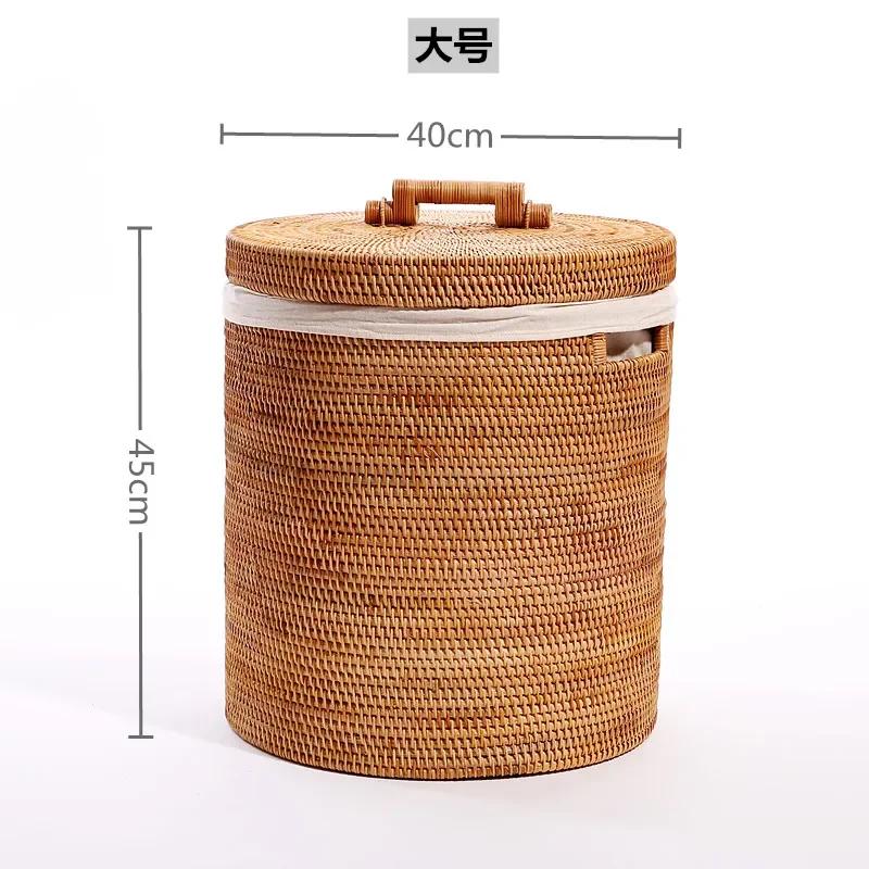 Do kosza na pranie Ins z pokrywką, plecionego z rattanu, kosza do przechowywania, wielofunkcyjnych pudełek-organizerów, wykwintnych, trwałych koszy na ubrania