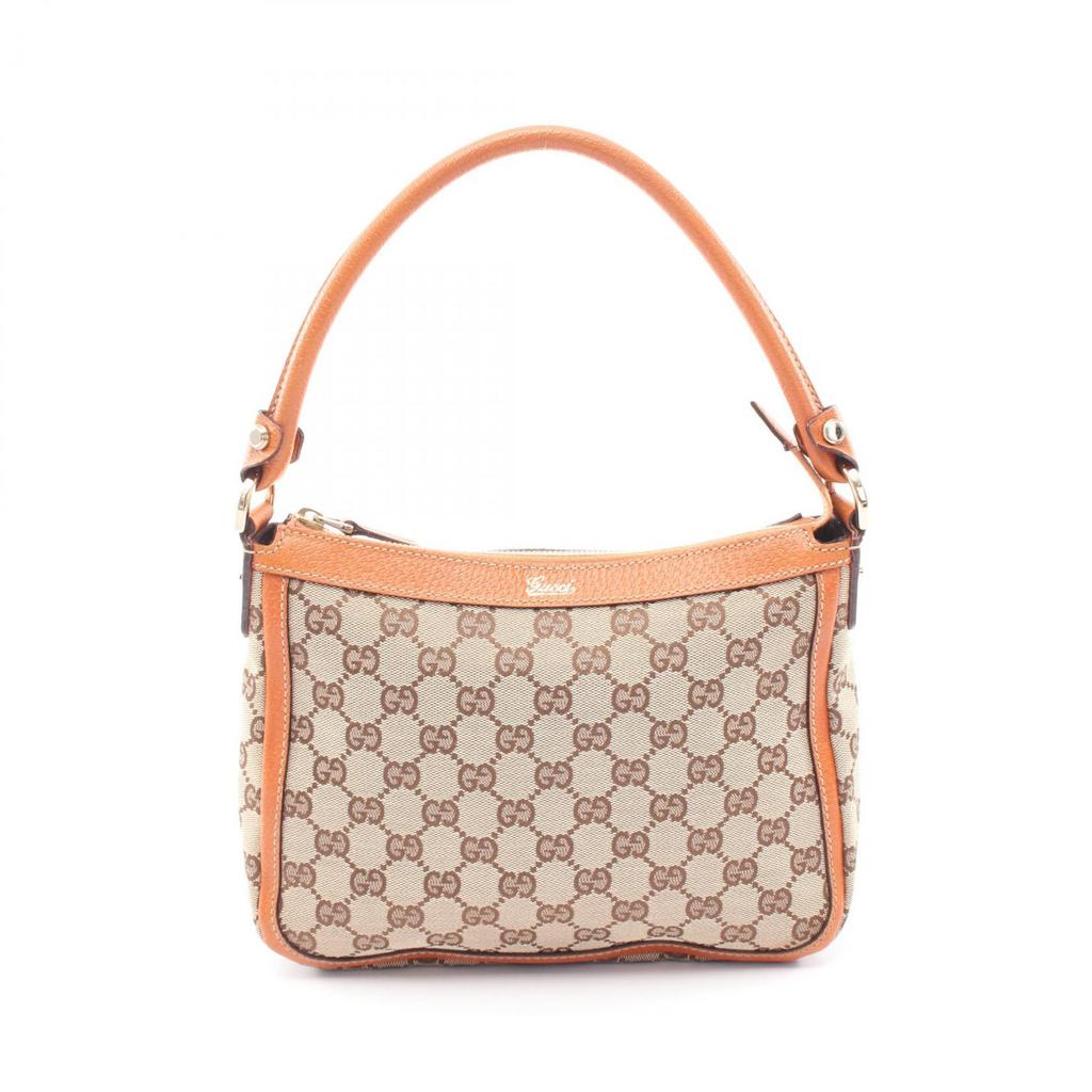 Used GUCCI GG canvas Handbag 146244 canvas leather Brown Beige Used Women