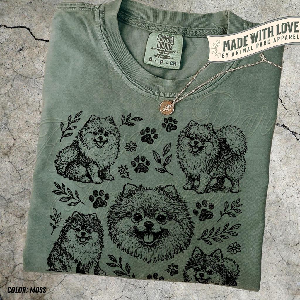 Pomeranian Compilation T-Shirt, Vintage Pomeranian Lover Tee, Cute Pet Shirt, Pomeranian Mom Gift, Comfort Colors Dog Shirt