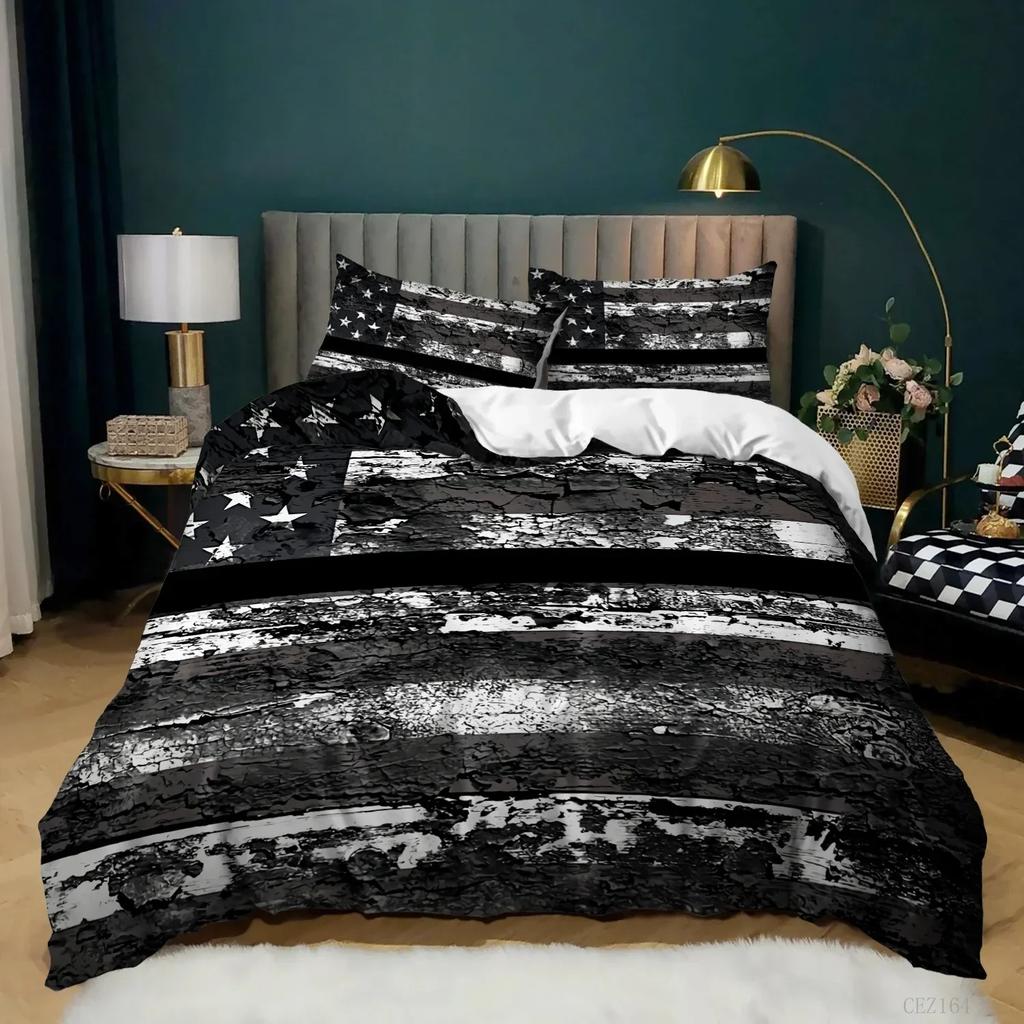 Dynetrekksett med nasjonalflagg King Size Kreativt sengetøy med amerikansk flagg for tenåringer voksne Mikrofiber Enkelt Dobbel Dynetrekk