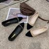 Single Shoes Women's New Korean Version Pointed Head Small Fragrant Wind Light Mouth Flat Heels Fashion Plaid Color Matching Fashion Shoes