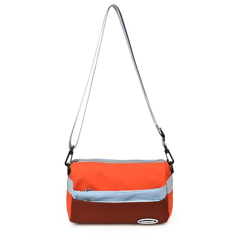 Canvas Color Block Crossbody Bag With Zipper Closure For Urban Casual Style